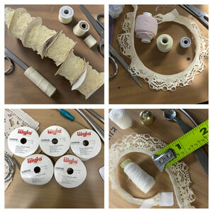 Lot 5 Vintage 1980's Wyla Laces Spool Roll Lace Trim Ivory .75" Sewing 20 Yards